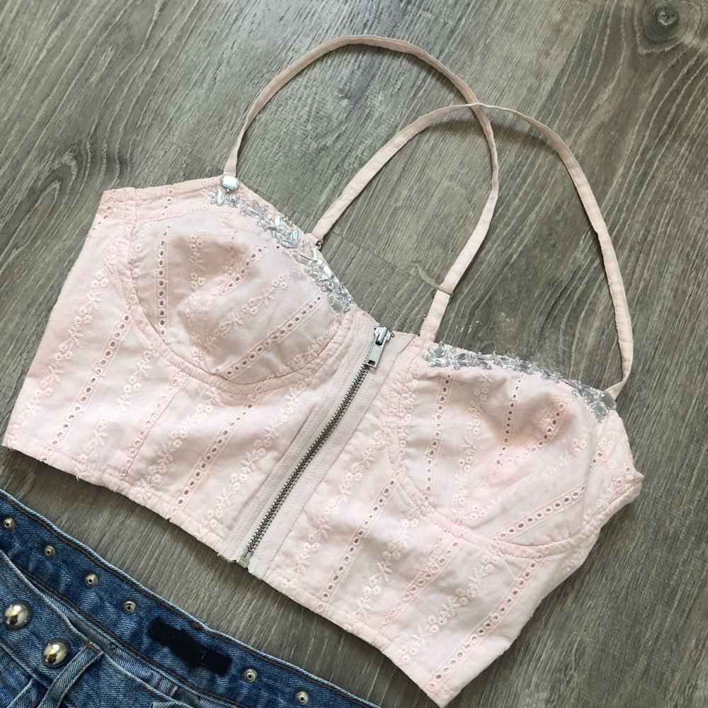 🤩New Guess babydoll jewelry crop top